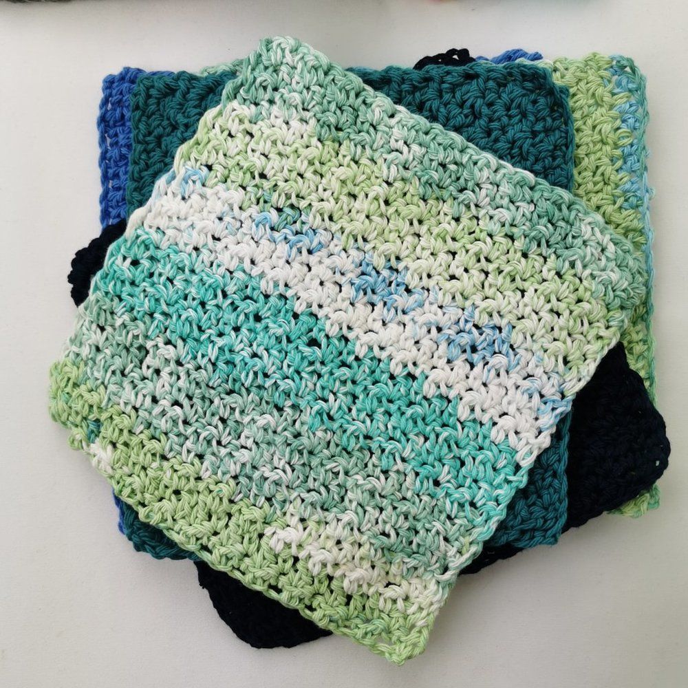 Handmade Crochet Wash Clothes, set  of 2, 100% cotton - Picture 10 of 14